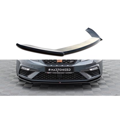 Maxton Design spoiler pod přední nárazník ver.4 pro Seat Leon Cupra Mk3 Facelift, černý lesklý plast ABS