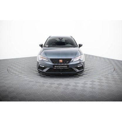 Maxton Design spoiler pod přední nárazník ver.4 pro Seat Leon Cupra Mk3 Facelift, černý lesklý plast ABS