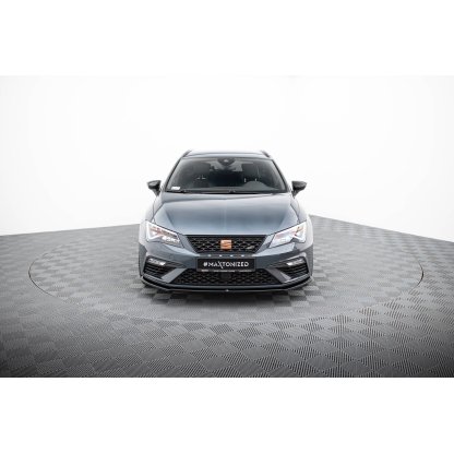 Maxton Design spoiler pod přední nárazník ver.4 pro Seat Leon Cupra Mk3 Facelift, černý lesklý plast ABS
