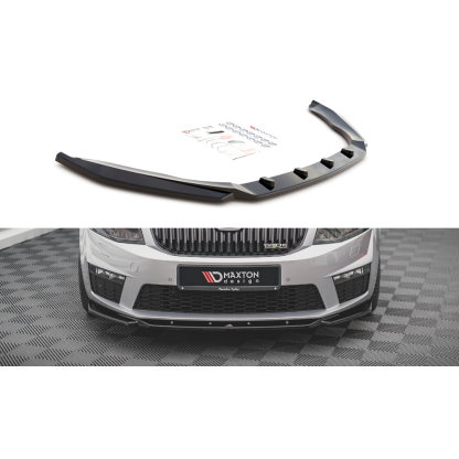 Maxton Design spoiler pod přední nárazník ver.4 pro Škoda Octavia RS Mk3, černý lesklý plast ABS