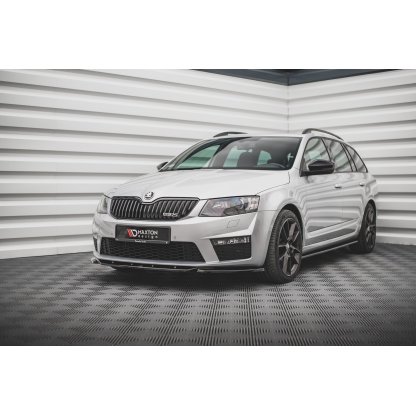 Maxton Design spoiler pod přední nárazník ver.4 pro Škoda Octavia RS Mk3, černý lesklý plast ABS