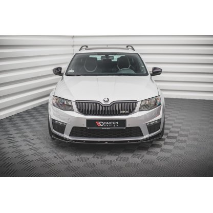 Maxton Design spoiler pod přední nárazník ver.4 pro Škoda Octavia RS Mk3, černý lesklý plast ABS