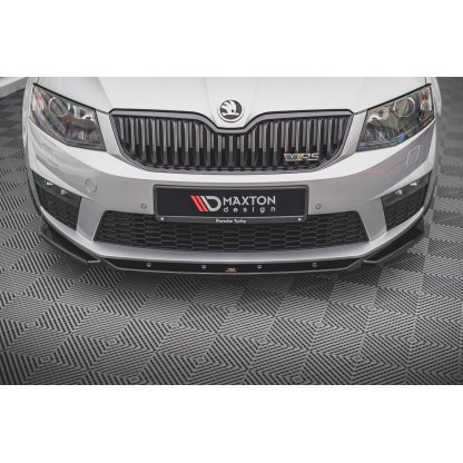 Maxton Design spoiler pod přední nárazník ver.4 pro Škoda Octavia RS Mk3, černý lesklý plast ABS