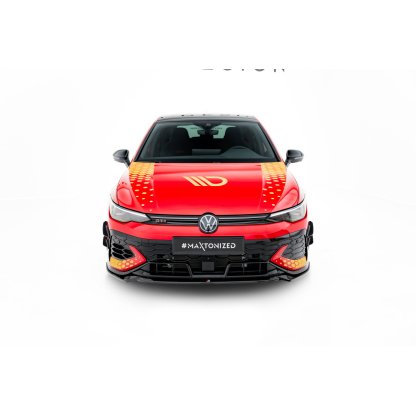 Maxton Design spoiler pod přední nárazník ver.4 pro Volkswagen Golf GTI Mk8 Facelift, černý lesklý plast ABS, Clubsport