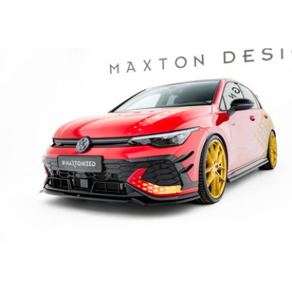 Maxton Design spoiler pod přední nárazník ver.4 pro Volkswagen Golf GTI Mk8 Facelift, černý lesklý plast ABS, Clubsport