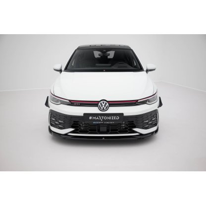 Maxton Design spoiler pod přední nárazník ver.4 pro Volkswagen Golf R-Line Mk8 Facelift, černý lesklý plast ABS