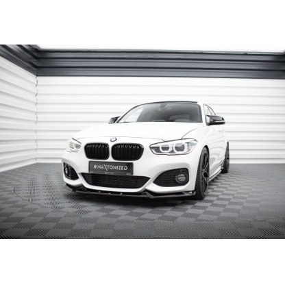 Maxton Design spoiler pod přední nárazník ver.5 pro BMW řada 1 F20- F21 Facelift, černý lesklý plast ABS, M-Pack/M140i