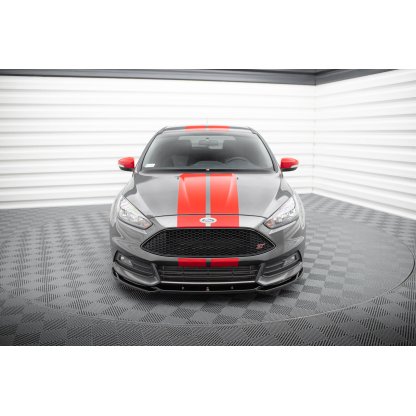 Maxton Design spoiler pod přední nárazník ver.5 pro Ford Focus ST Mk3 Facelift, černý lesklý plast ABS