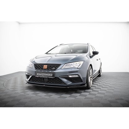 Maxton Design spoiler pod přední nárazník ver.5 pro Seat Leon Cupra Mk3 Facelift, černý lesklý plast ABS