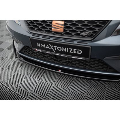 Maxton Design spoiler pod přední nárazník ver.5 pro Seat Leon Cupra Mk3 Facelift, černý lesklý plast ABS