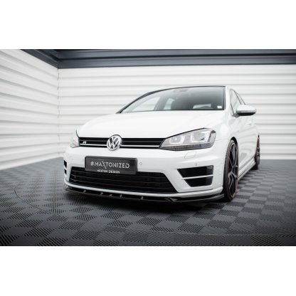 Maxton Design spoiler pod přední nárazník ver.5 pro Volkswagen Golf R Mk7, černý lesklý plast ABS