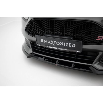 Maxton Design spoiler pod přední nárazník ver.6 pro Ford Focus ST Mk3 Facelift, černý lesklý plast ABS