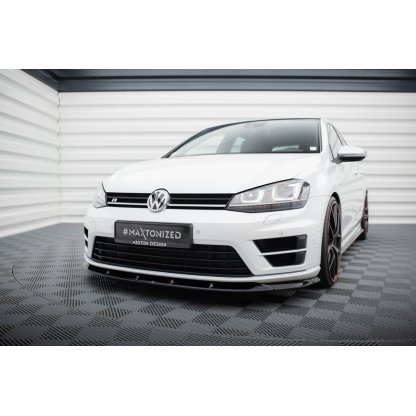 Maxton Design spoiler pod přední nárazník ver.6 pro Volkswagen Golf R Mk7, černý lesklý plast ABS