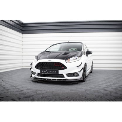 Maxton Design spoiler pod přední nárazník ver.6 s křidélky pro Ford Fiesta ST Mk7 Facelift, černý lesklý plast ABS
