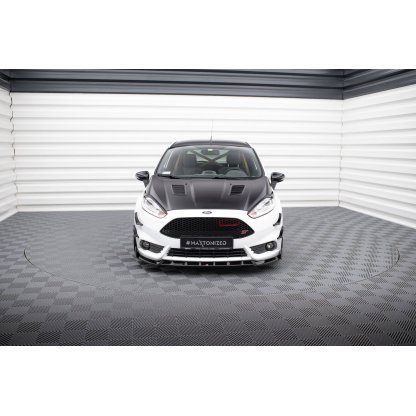 Maxton Design spoiler pod přední nárazník ver.6 s křidélky pro Ford Fiesta ST Mk7 Facelift, černý lesklý plast ABS