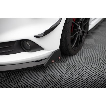 Maxton Design spoiler pod přední nárazník ver.6 s křidélky pro Ford Fiesta ST Mk7 Facelift, černý lesklý plast ABS