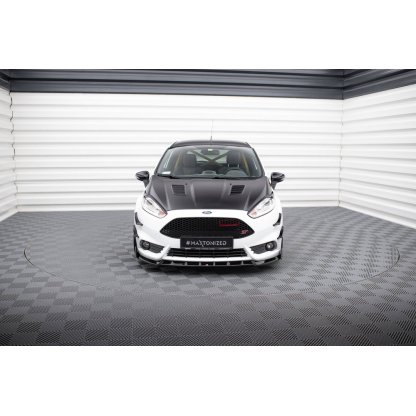 Maxton Design spoiler pod přední nárazník ver.6 s křidélky pro Ford Fiesta ST Mk7 Facelift, černý lesklý plast ABS