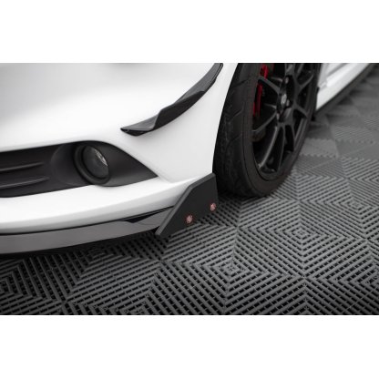 Maxton Design spoiler pod přední nárazník ver.6 s křidélky pro Ford Fiesta ST Mk7 Facelift, černý lesklý plast ABS