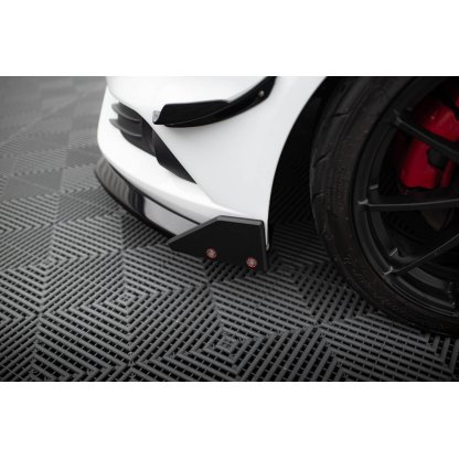 Maxton Design spoiler pod přední nárazník ver.6 s křidélky pro Ford Fiesta ST Mk7 Facelift, černý lesklý plast ABS