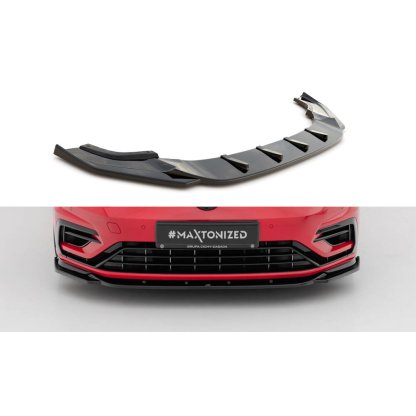 Maxton Design spoiler pod přední nárazník ver.9 pro Volkswagen Golf R Mk7 Facelift, černý lesklý plast ABS