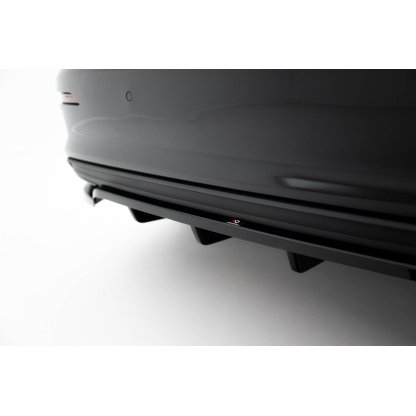 Maxton Design spoiler pod zadní nárazník s žebrováním pro Audi A3 8Y, černý lesklý plast ABS, plast ABS bez povrchové úpravy, Sedan