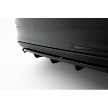 Maxton Design spoiler pod zadní nárazník s žebrováním pro Audi A3 8Y, černý lesklý plast ABS, plast ABS bez povrchové úpravy, Sedan
