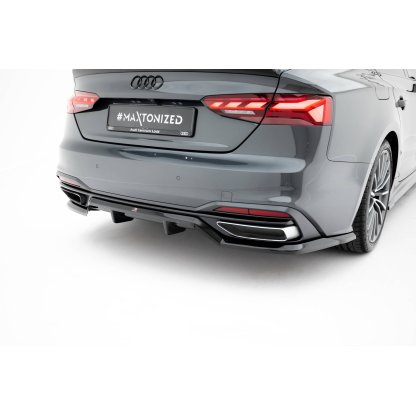 Maxton Design spoiler pod zadní nárazník s žebrováním pro Audi A5 F5 Facelift, černý lesklý plast ABS, Coupe/Sportback