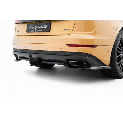 Maxton Design spoiler pod zadní nárazník s žebrováním pro Audi Q8 Mk 1 FL, černý lesklý plast ABS