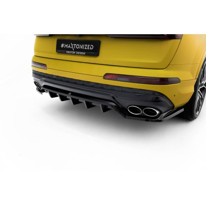 Maxton Design spoiler pod zadní nárazník s žebrováním pro Audi SQ7 Mk2 Facelift, černý lesklý plast ABS