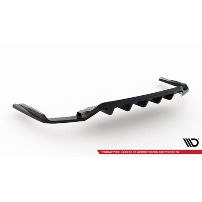 Maxton Design spoiler pod zadní nárazník s žebrováním pro Audi SQ7 Mk2 Facelift, černý lesklý plast ABS