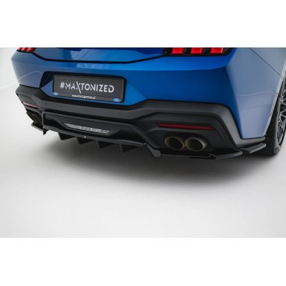 Maxton Design spoiler pod zadní nárazník s žebrováním pro Ford Mustang Mk7 GT, černý lesklý plast ABS