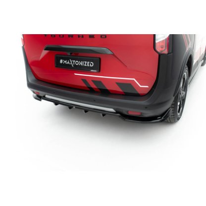 Maxton Design spoiler pod zadní nárazník s žebrováním pro Ford Tourneo Courier Mk2, černý lesklý plast ABS