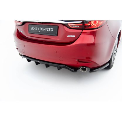 Maxton Design spoiler pod zadní nárazník s žebrováním pro Mazda 6 Mk3 FL, černý lesklý plast ABS