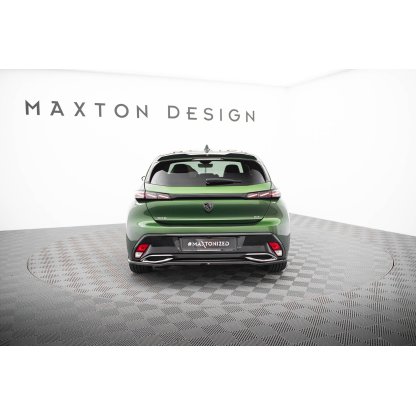 Maxton Design spoiler pod zadní nárazník s žebrováním pro Peugeot 308 Mk3, černý lesklý plast ABS, Hatchback