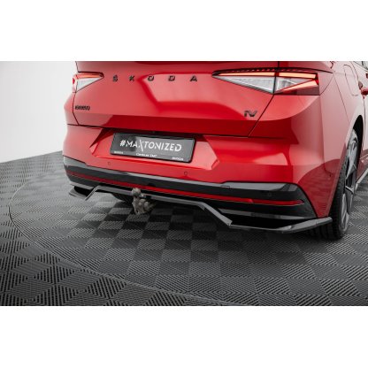 Maxton Design spoiler pod zadní nárazník s žebrováním pro Škoda Enyaq iV Mk1, černý lesklý plast ABS