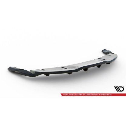 Maxton Design spoiler pod zadní nárazník s žebrováním v.1 pro Tesla Model 3 Mk1 Project Highland Facelift, černý lesklý plast ABS