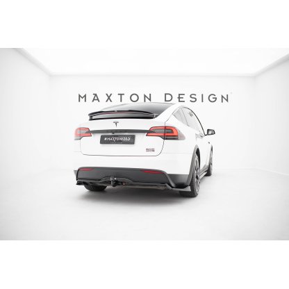 Maxton Design spoiler pod zadní nárazník s žebrováním v.2 pro Tesla Model X Mk1 Facelift, černý lesklý plast ABS