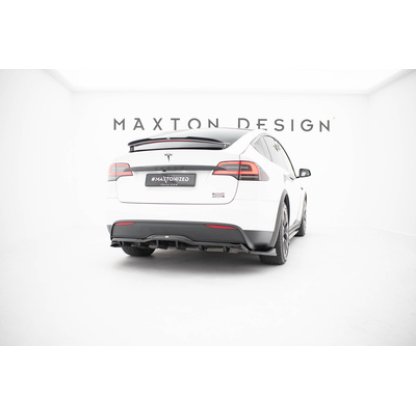 Maxton Design spoiler pod zadní nárazník s žebrováním v.2 pro Tesla Model X Mk1 Facelift, černý lesklý plast ABS