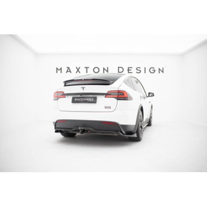 Maxton Design spoiler pod zadní nárazník s žebrováním v.2 pro Tesla Model X Mk1 Facelift, černý lesklý plast ABS