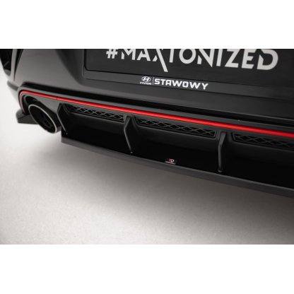 Maxton Design středový spoiler pod zadní nárazník pro Hyundai Veloster N Mk2, černý lesklý plast ABS