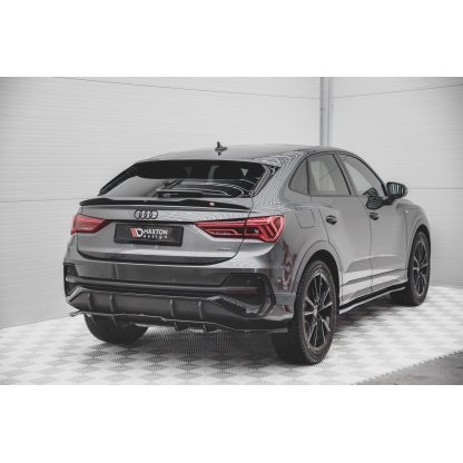 Maxton Design středový spoiler pod zadní nárazník s žebrováním pro Audi Q3 Sportback S-Line, plast ABS bez povrchové úpravy
