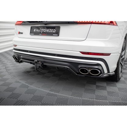 Maxton Design středový spoiler pod zadní nárazník s žebrováním pro Audi SQ8 Mk 1, černý lesklý plast ABS, S-line