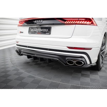 Maxton Design středový spoiler pod zadní nárazník s žebrováním pro Audi SQ8 Mk 1, černý lesklý plast ABS, S-line