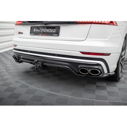 Maxton Design středový spoiler pod zadní nárazník s žebrováním pro Audi SQ8 Mk 1, černý lesklý plast ABS, S-line