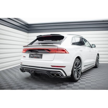 Maxton Design středový spoiler pod zadní nárazník s žebrováním pro Audi SQ8 Mk 1, černý lesklý plast ABS, S-line