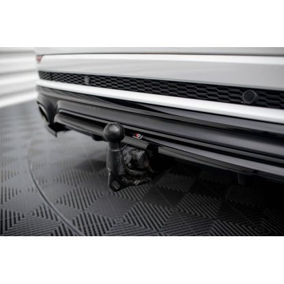 Maxton Design středový spoiler pod zadní nárazník s žebrováním pro Audi SQ8 Mk 1, černý lesklý plast ABS, S-line