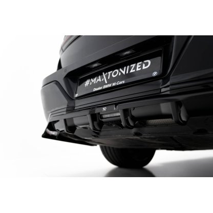 Maxton Design středový spoiler pod zadní nárazník s žebrováním pro BMW i7 G70 M-Pack, černý lesklý plast ABS, eDrive50 xDrive, xDrive60 xDrive