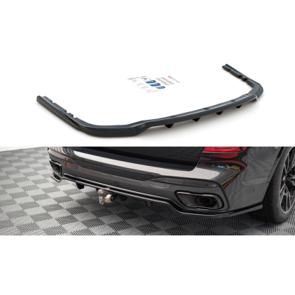 Maxton Design středový spoiler pod zadní nárazník s žebrováním pro BMW X7 G07, černý lesklý plast ABS