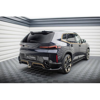 Maxton Design středový spoiler pod zadní nárazník s žebrováním pro BMW XM G09, černý lesklý plast ABS