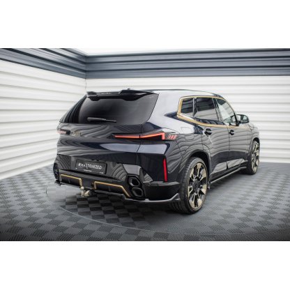 Maxton Design středový spoiler pod zadní nárazník s žebrováním pro BMW XM G09, černý lesklý plast ABS